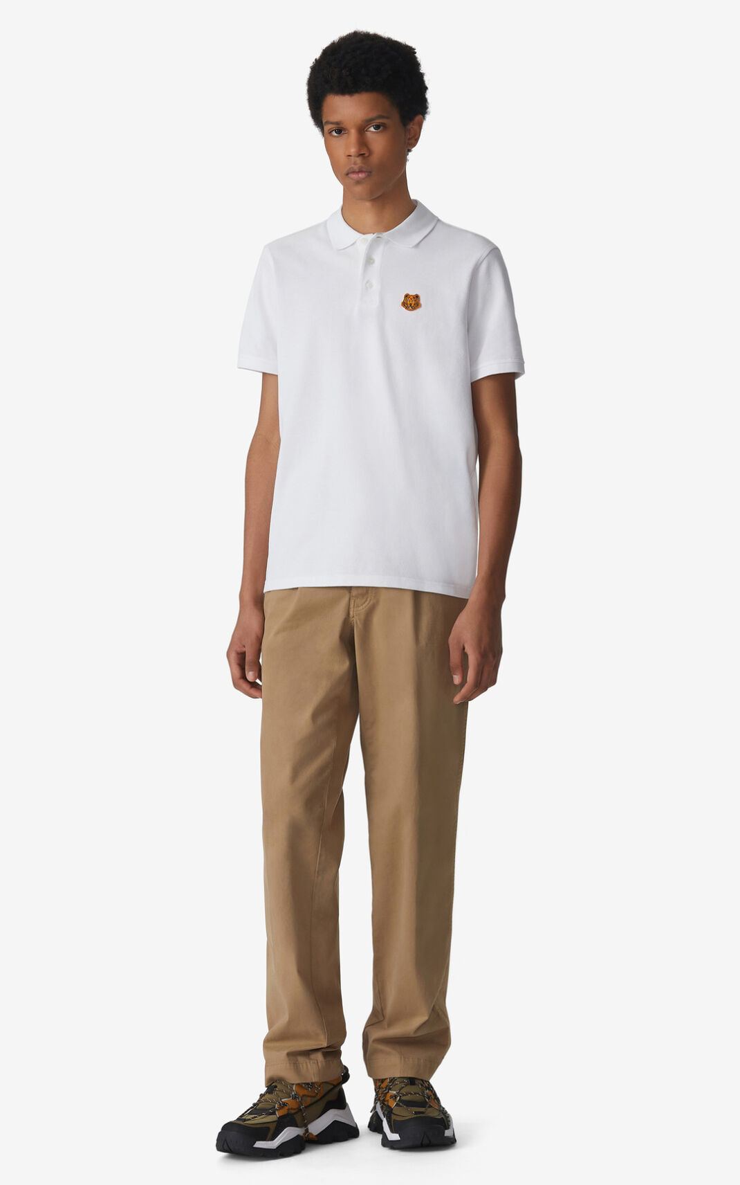 Polo Kenzo Tiger Crest Masculino - Branco | 460VDPFXE